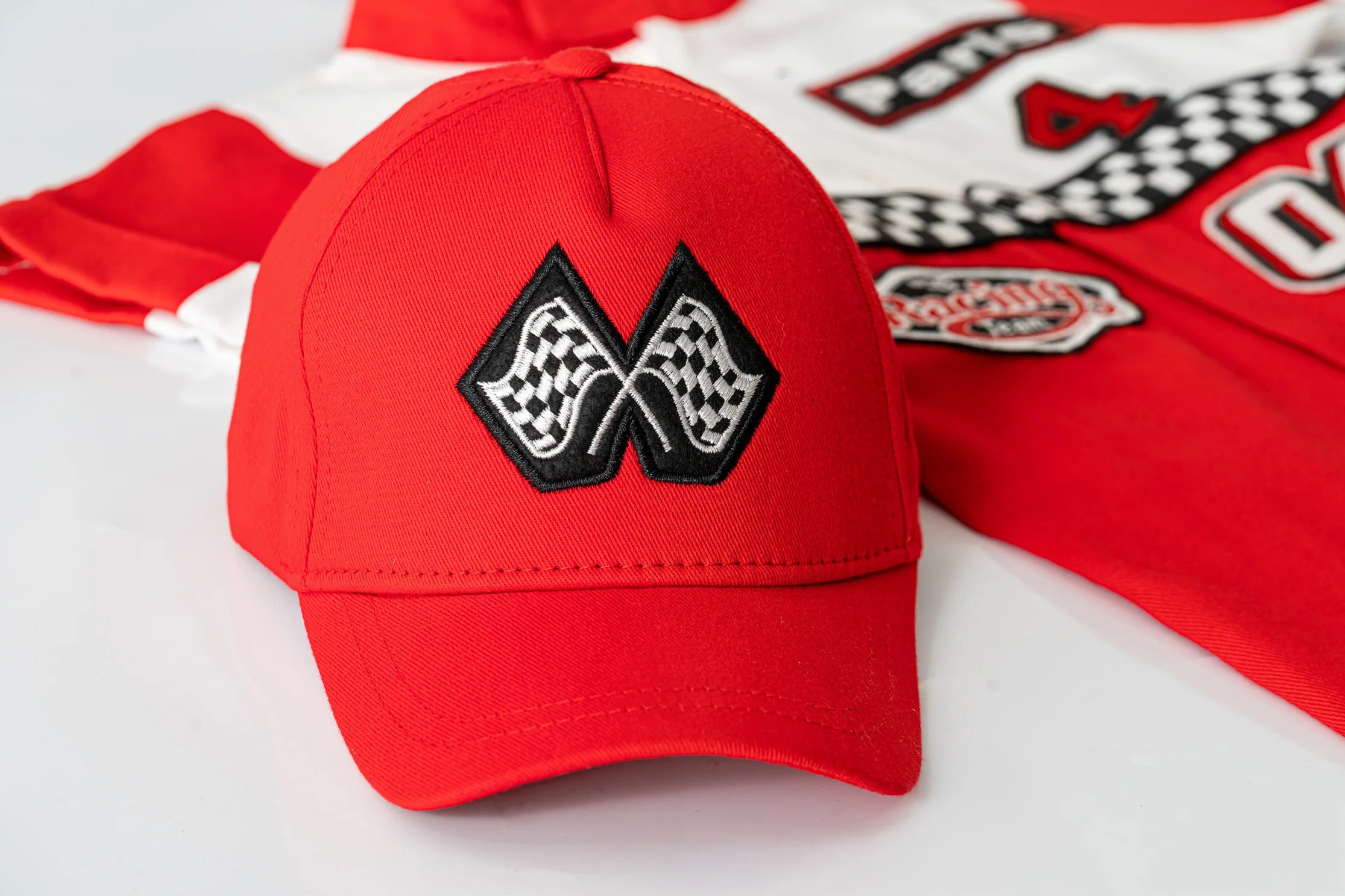 Short Sleeve Red & White Racer Suit