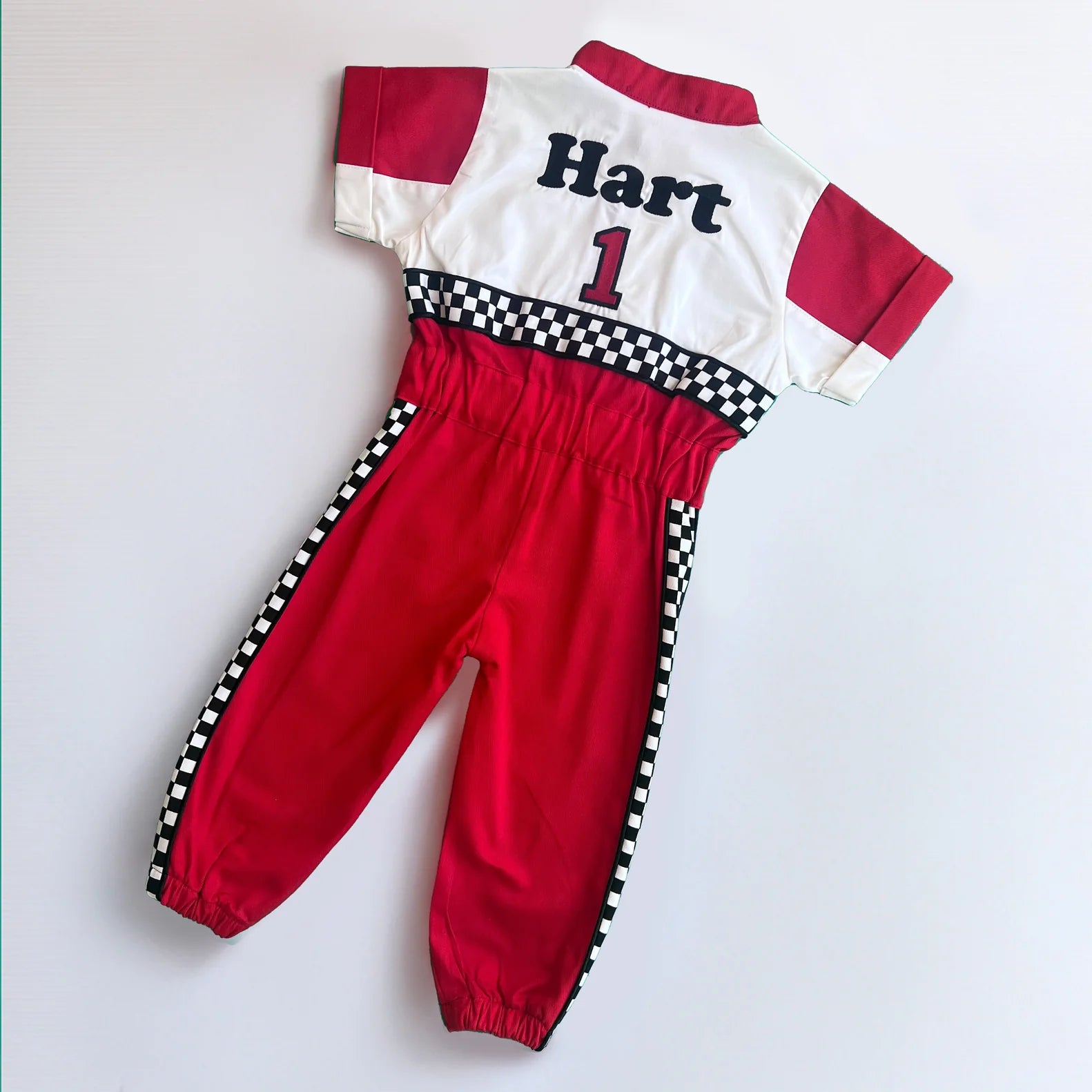 Short Sleeve Red & White Racer Suit